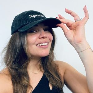 SUPREME crochet biker hat